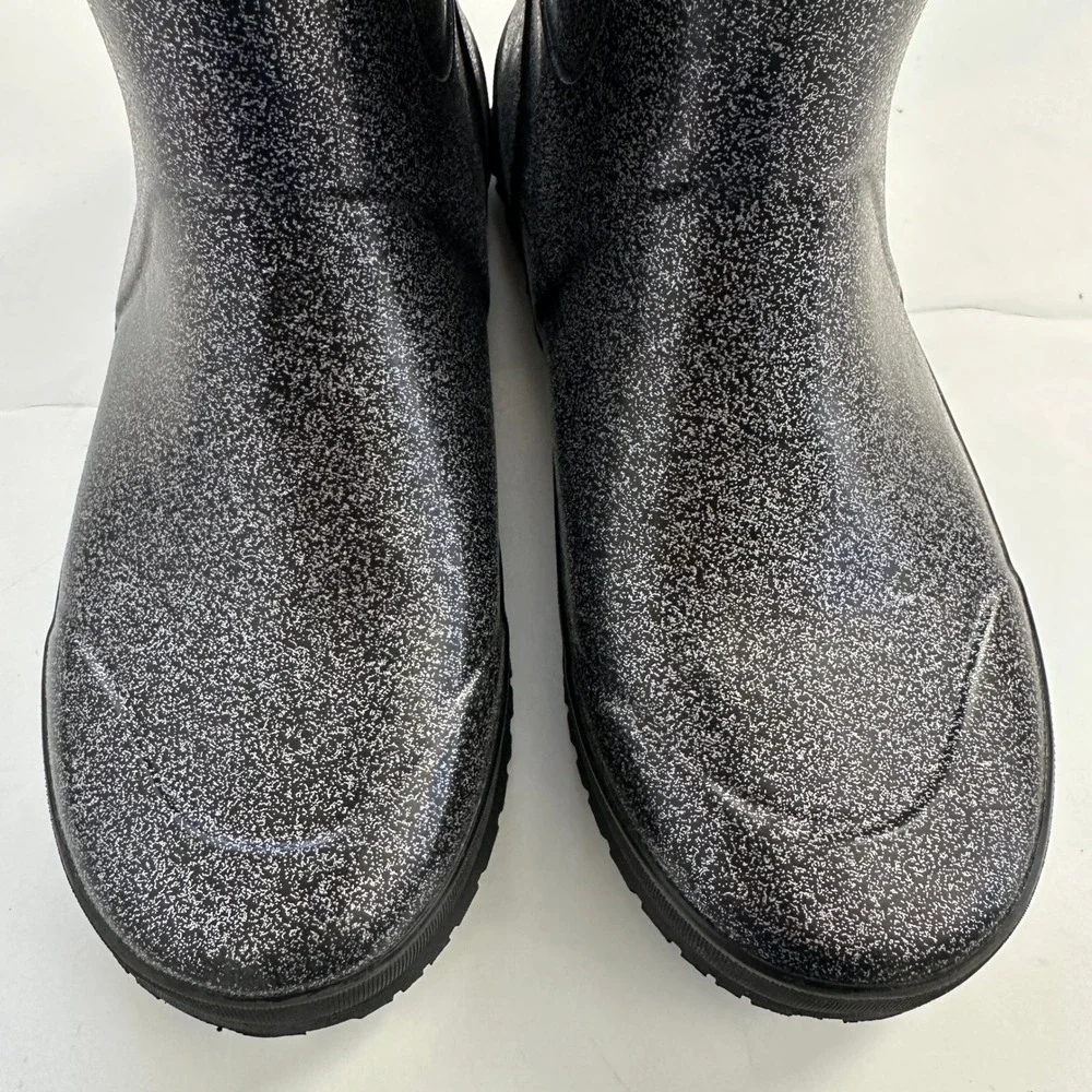 Bogs K RNBT Glitter Black Silver Waterproof Rain Boots Youth Size 6 72399-001